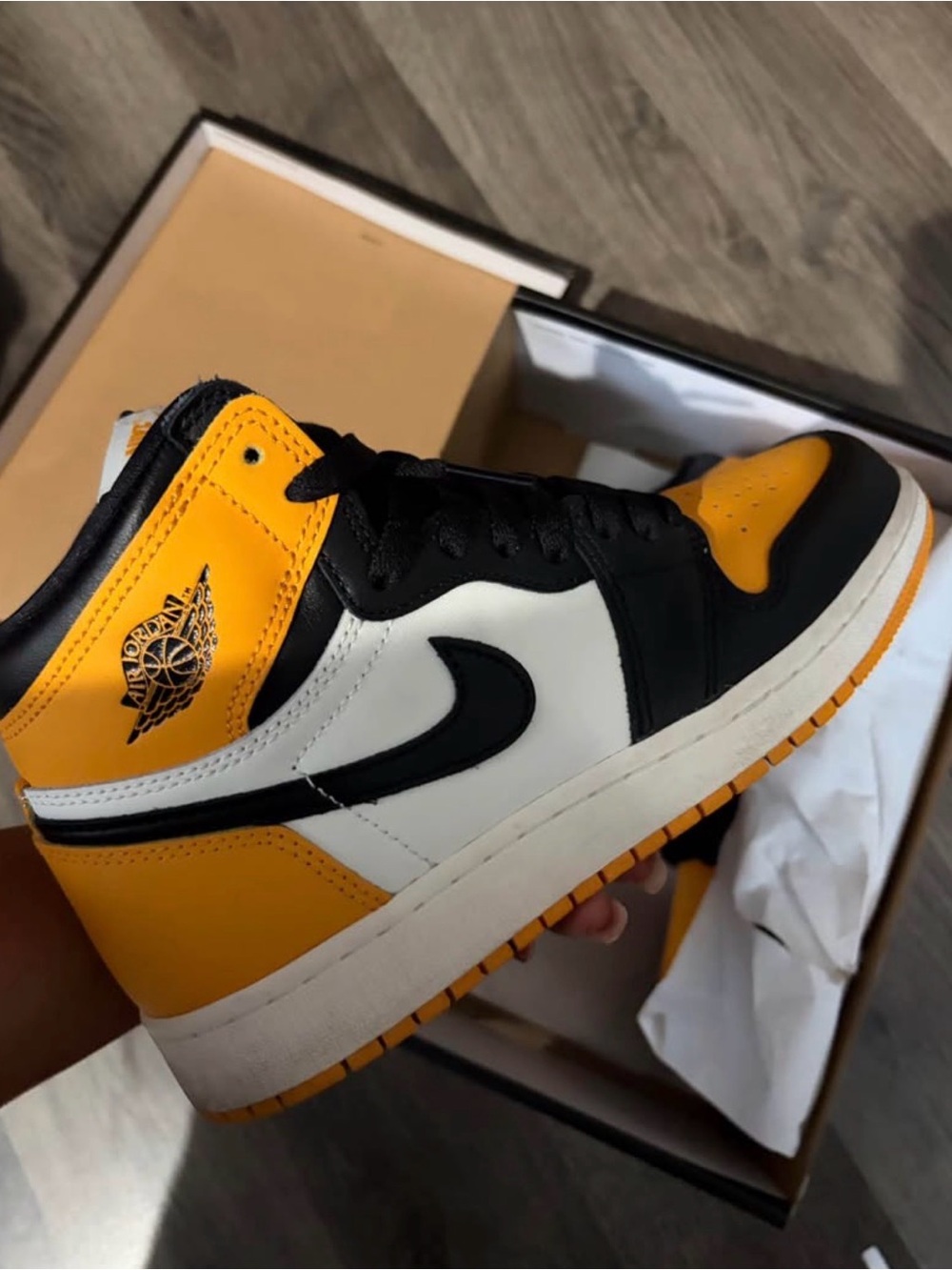 Jordan Men's High-Top Sneakers in Yellow, Black & White